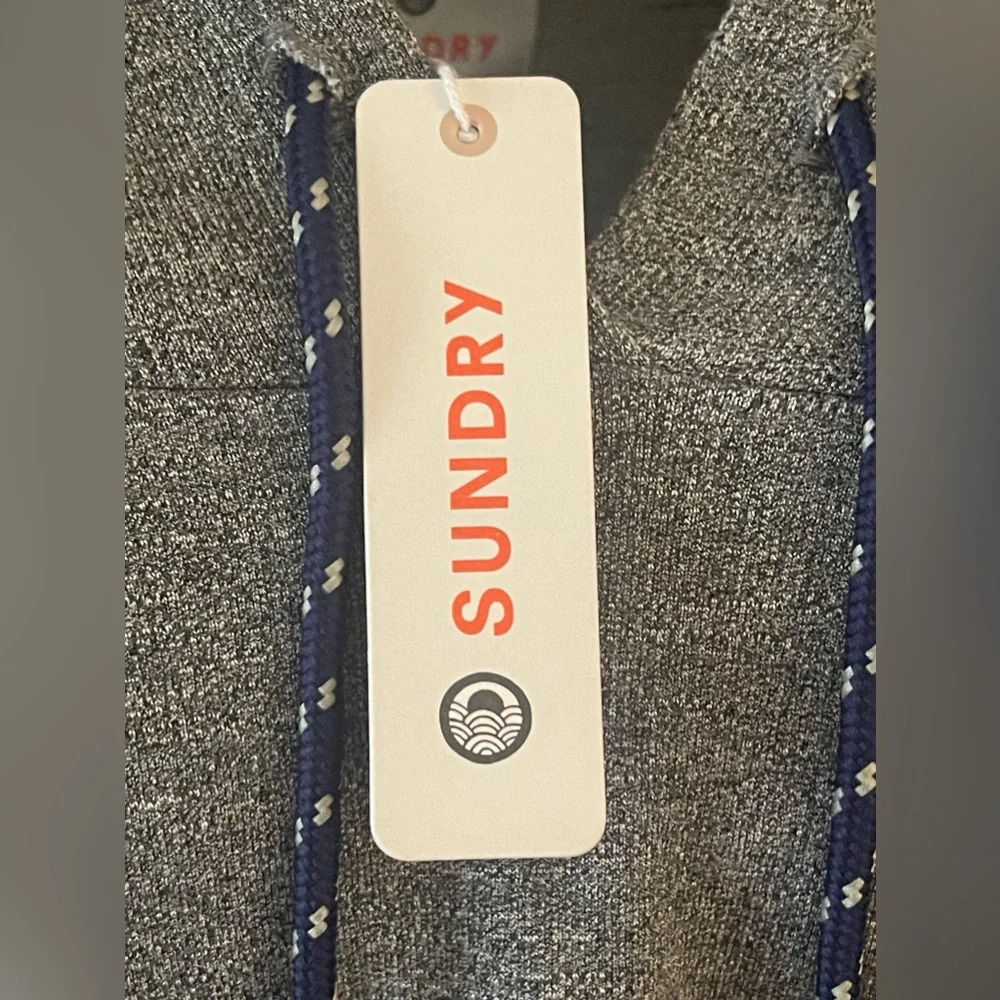 Sundry Diagonal Stripe Hoodie- Heather Grey Size Large - Picture 9 of 10